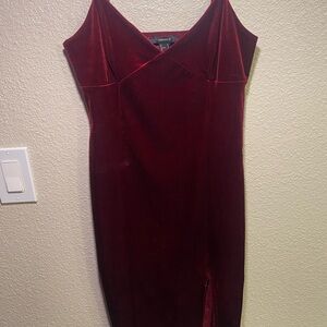 Forever 21 Burgundy Sweetheart Mini Dress with V-Neck